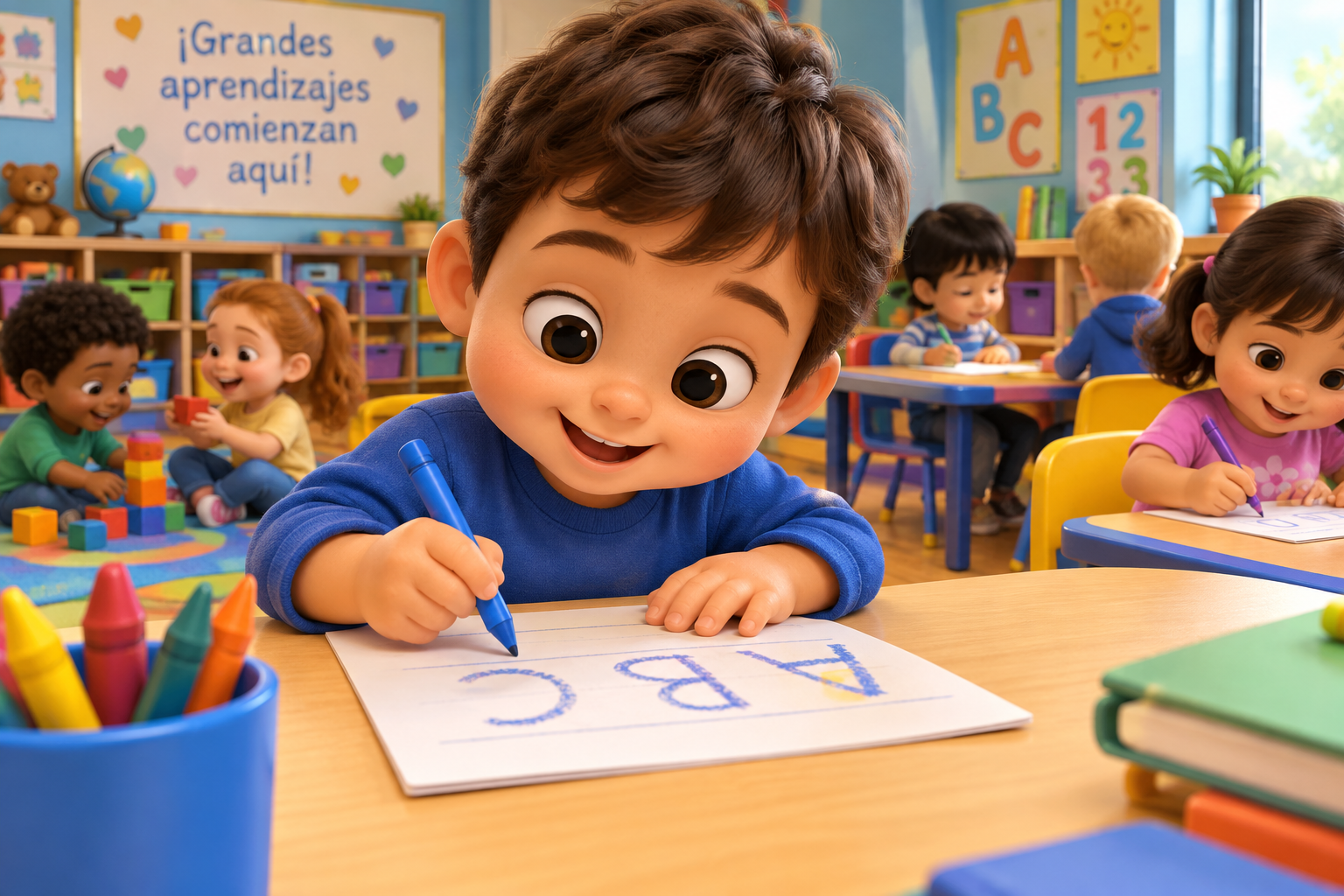 Niños aprendiendo a escribir